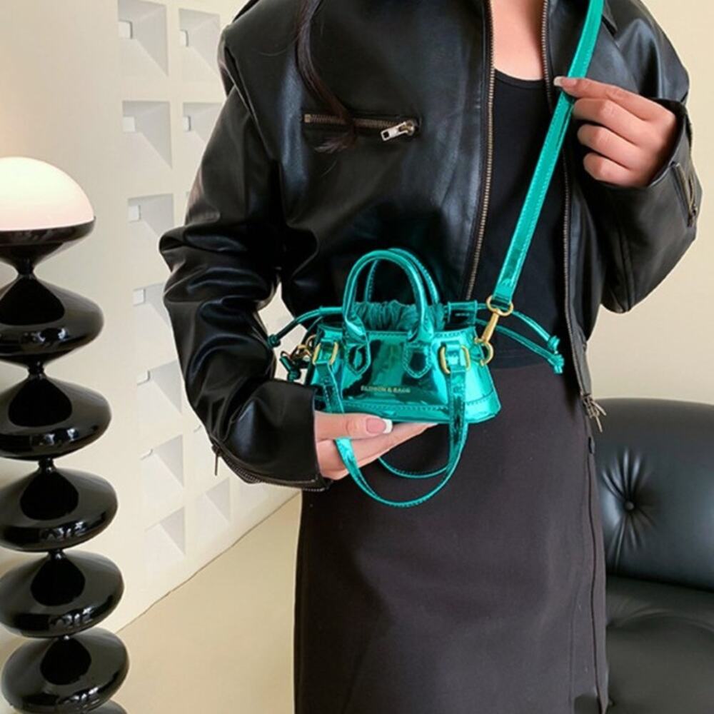 Fashion & Bags Teal Mini Purse w/ Shoulder Strap, 2 Sets of Handles
